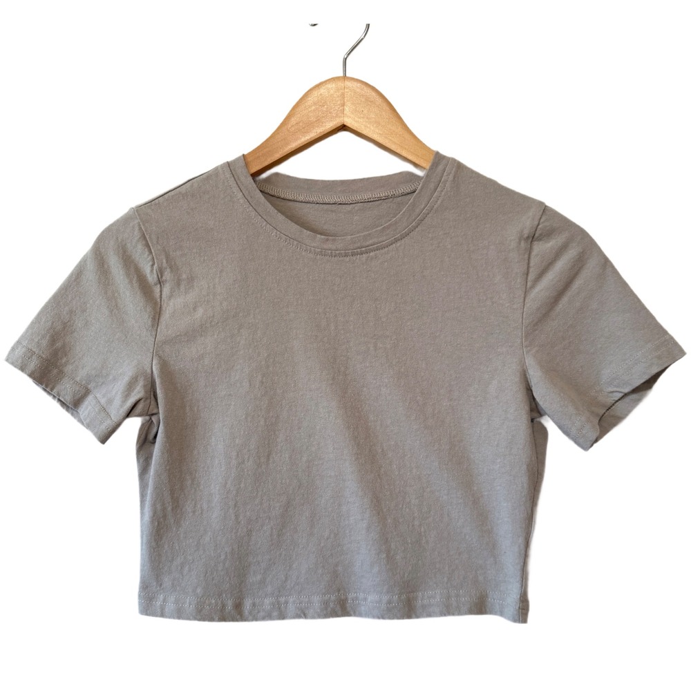 JYC Women's XS Beige Cropped T Shirt Short Sleeve Basic Tee Top‎